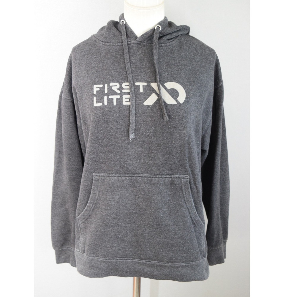 First Lite Hoodie Large Charcoal Gray Logo Pullover Sweatshirt Mens Hunting Gear